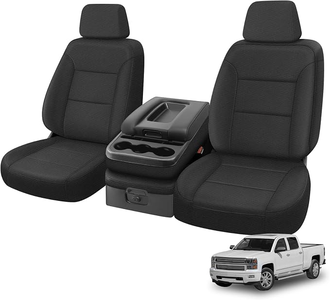 SAPUBK Front Seat Covers Sets Replace for 2014-2018 Chevy Silverado/GMC Sierra 1500, Premium Neoprene with Composite Soft Foam Lining Breathable Seat Cover Cushion