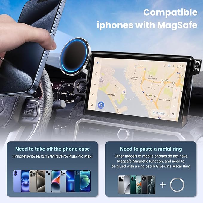 Car Phone Holder for Toyota Tacoma 2024 2025 2026- for MagSafe Magnetic Cell Phone Mount for Tacoma Accessories 14 inch Touchscreen - Cradles Strong Magnets for iPhone(Not fit 8 inch