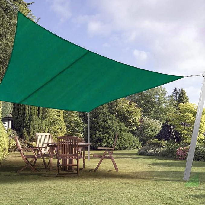 E&K Sunrise 16' x 20' Sun Shade Sail Rectangle Canopy Shade Cover UV Block for Patio Backyard Garden Outdoor (Green)