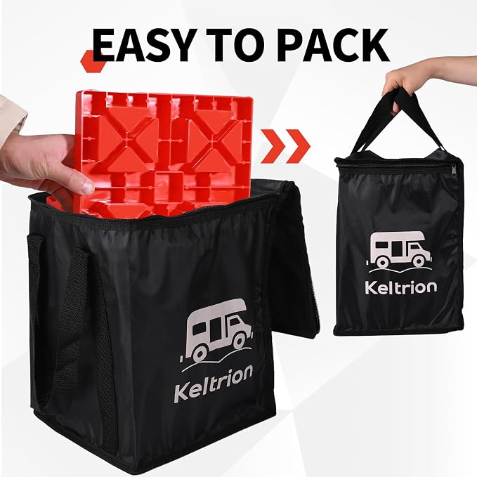 12 Pack Camper/RV Leveling Blocks Suitable for 4 Wheels Interlocking and Anti-Slip Design with Carrying Bag Heavy-Duty for Camper Travel Trailer Red