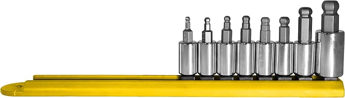 Mayhew Tools 16022 SAE Ball Hex Socket Bit Set, Chrome Plated, 8-Piece