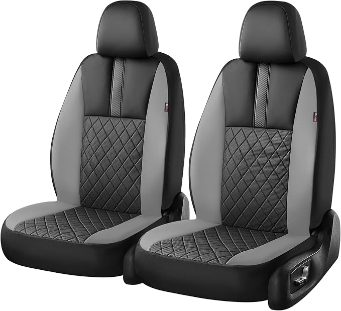 Coverado Car Seat Covers Front Pair, Automotive Leather Seat Covers for Car,Universal Fit Front Back Seat Cover, Non-Slip Waterproof Breathable Car Seat Protector