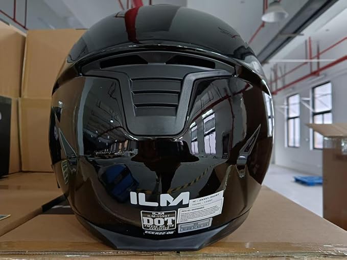 ILM 159BT Bluetooth Modular Motorcycle Helmet 2-3 Riders Intercom Full Face Flip up Casco DOT with Face Mask (GlossBlack, S)