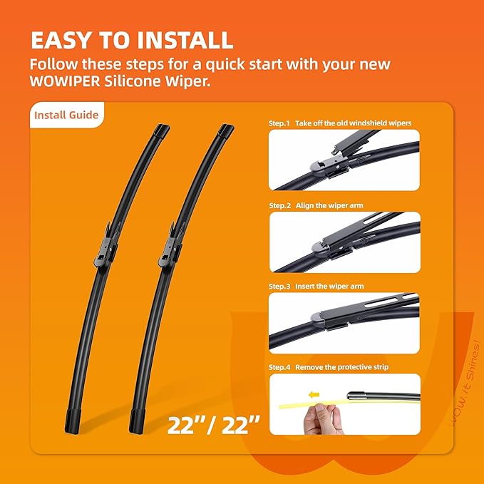 Silicone Wiper Blades 22" + 22" Automotive Replacement Windshield Wiper Blades for Chevrolet Silverado 1500 2500 2500HD 3500 2008-2013 Tahoe 2013-2007 Wipers for Front Windshield(Set of 2)