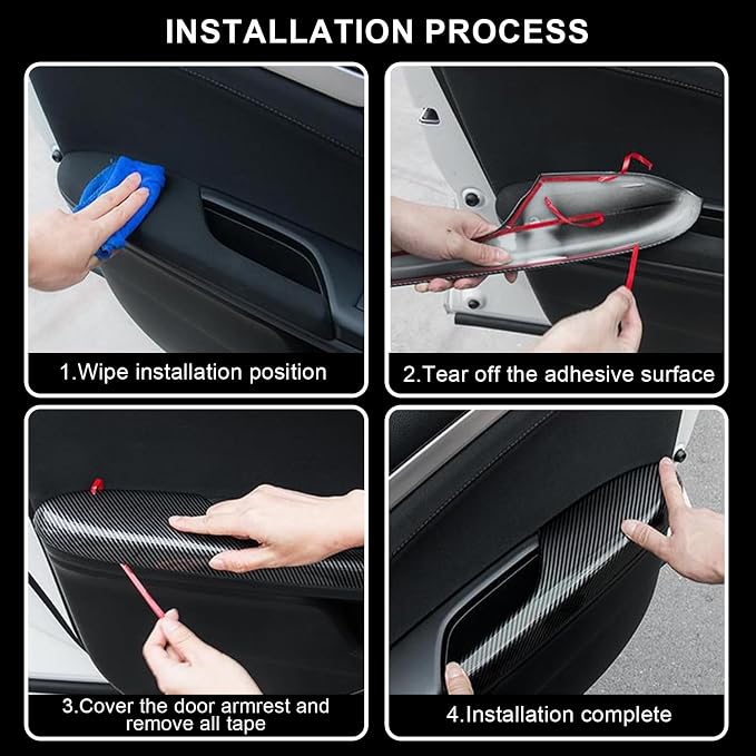 Carbon Fiber Window Lift Switch Panel Cover & Interior Door Handle Armrest Cover Compatible with Honda Civic 10th Gen 2016-2021