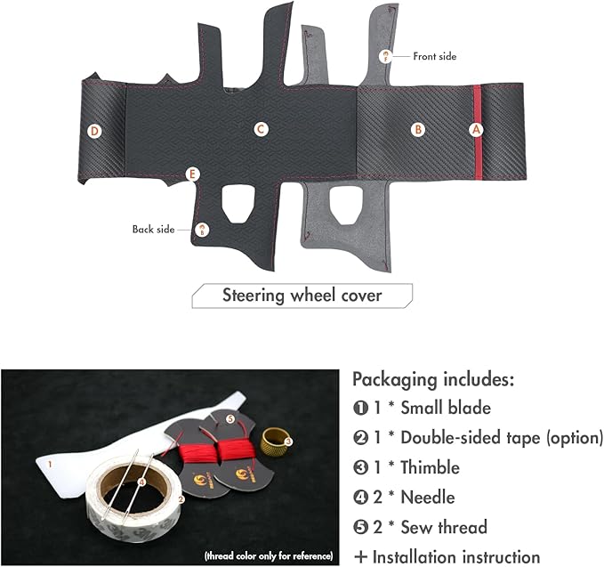 MEWANT Steering Wheel Cover for Jeep Gladiator (JT) 2020-2024 / Wrangler (JL) 2019-2024 / Wrangler Unlimited 2018-2023 Hand-Stitched Leather Car Steering Wrap for Jeep