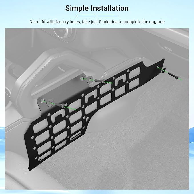 PTYYDS Passenger Side Molle Panel Compatible with 2021-2025 Ford Bronco 2/4 Door Molle Panel Center Console Storage Replacement for 2021-2025 Ford Bronco Accessories