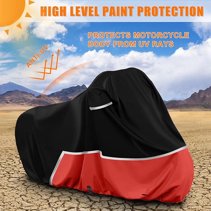Waterproof Motorcycle Cover Compatible with Royal Enfield Classic 350 650/Continental GT 650/ Interceptor 650, 420D Oxford Cloth Cover for Snow Rain Dust Protection