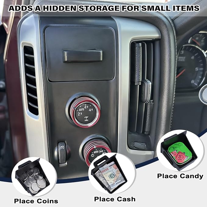 JKCOVER Center Console Organizer Storage Tray and Storage Drawer Tray Compatible with 2014-2018 Chevy Silverado/GMC Sierra 1500 and 2015-2018 Chevy Silverado/GMC Sierra 2500 3500HD Accessories