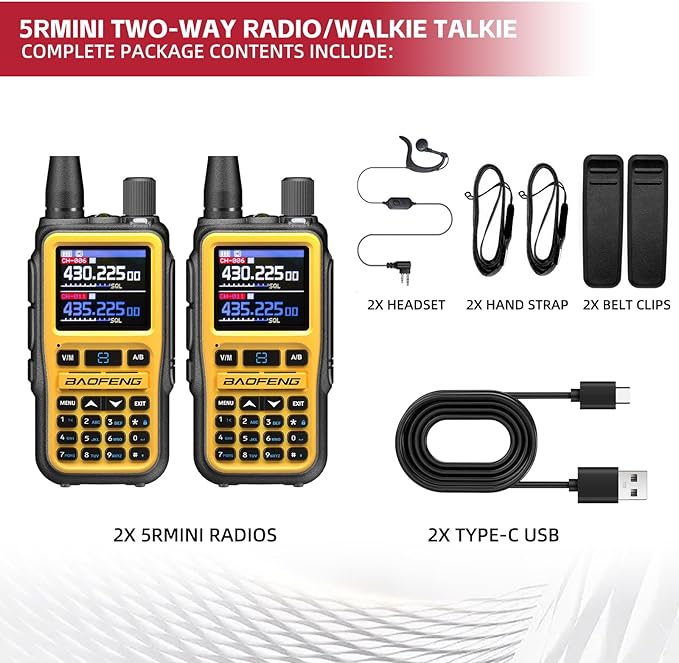 BAOFENG UV5RMINI Two Way Radio NOAA Weather Radio Dual PTT 999CH Survival Radio APP Programming Copy Frequency Ham Radio
