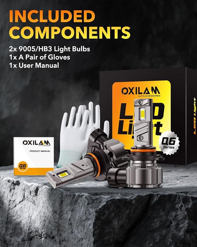 OXILAM 9005/HB3 LED Light Bulbs, 1000% Ultra Bright 6500K White, Cooling Fan, 99% Compatibility, No Flicker, Pack of 2