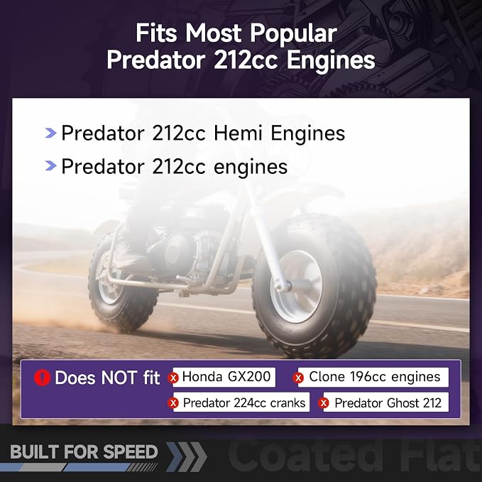 Billet Rod(3.308)With 70mm Flat Top Piston Kit for the Harbor Freight Predator 212cc Hemi and Non-Hemi versions Engine