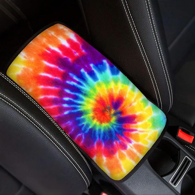 BIGCARJOB 12 Pack Tie Dye Car Accessories for Womens Gifts,Include Tie Dye Printed Car Seat Covers Back Seat Protector Pet Dog Pads,Steering Wheel Cover, Armrest Cover, Seat Belt Pads Cover,Coasters