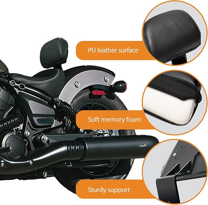 Driver Backrest Compatible with Indian Scout Sixty/Bobber/Classic Solo 2025+, Plug-In Rider Backrest Sissy Bar for Indian Motorcycle Accessories