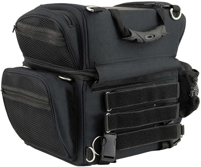 Milwaukee Leather MP8170 Medium Black '5 Pocket' Textile Motorcycle Double Barrel Sissy Bar Rack Bag - Medium