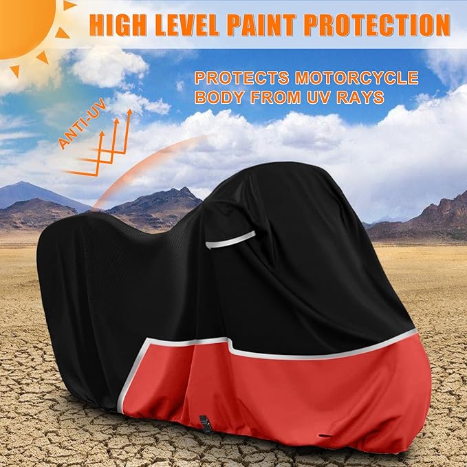 Waterproof Motorcycle Cover Compatible with Ducati Adventure with Box, 420D Oxford Cloth Cover for Snow Rain Dust Protection