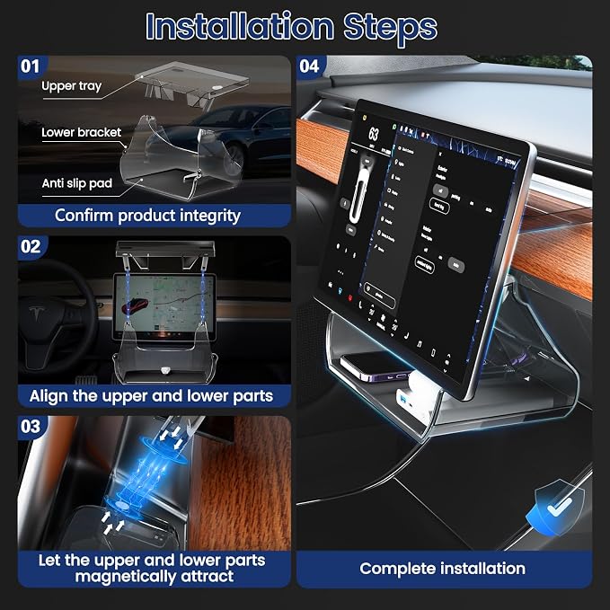 Under Screen Storage Organizer Compatible with Tesla Model Y Juniper 2025 /Model 3 Highland 2024 2025 Center Console Organizer Tray Accessories