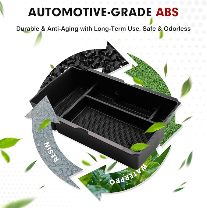 Autorder Center Console Organizer for 2023-2026 Honda CRV Accessories - Armrest Storage Box Middle Console Tray Container with Black & Red Non-Slip Silicone Mats