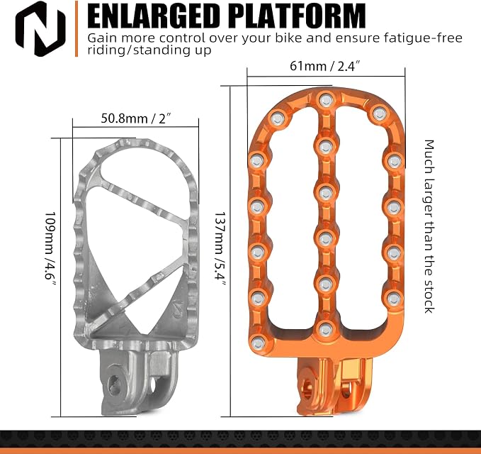 NICECNC Flat Foot Pegs Footpeg Compatible with 390 Adventure 2020 2021 2022 2023 2024, Foot Pedals, Anodization, CNC-machined, Orange