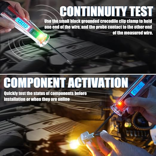 AWBLIN Automotive Test Light 3-72V DC Digital Light Tester with Voltmeter, Heavy Duty Auto Ciruit Tester with LCD Backlight Display and Power Circuit Probe Tester