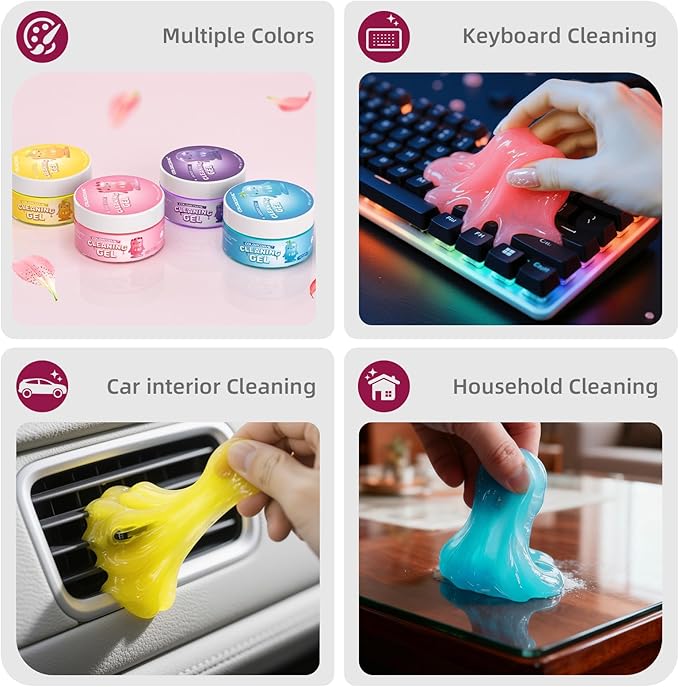 ColorCoral Car Cleaning Gel Reusable 5Pack - Dust Cleaning Putty Keyboard Slime for Car Interior Air Vent Cleaner Gel,560g