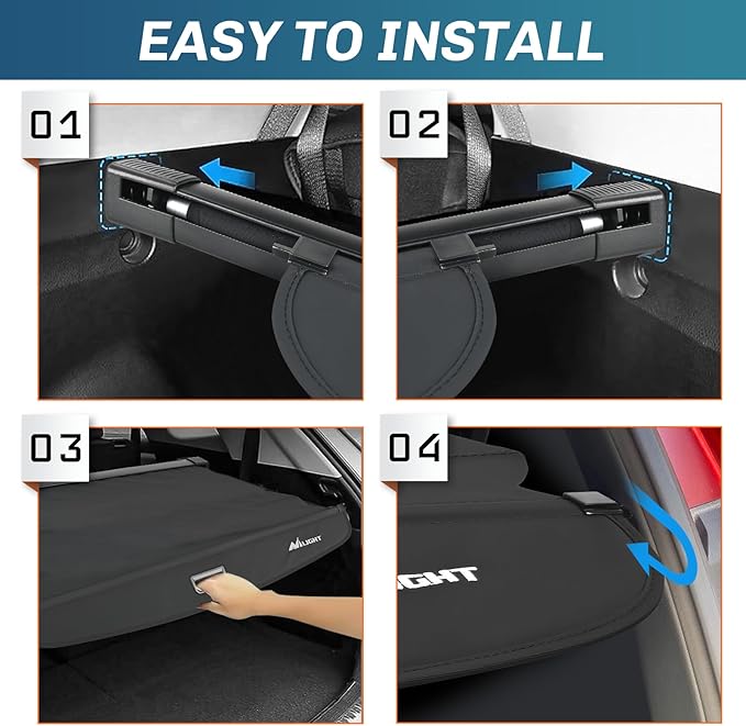 Nilight Trunk Cargo Cover for Jeep Grand Cherokee 2 Row WL 2022 2023 2024, Retractable Security Shade Rear Cargo Cover, with Trunk Storage Net