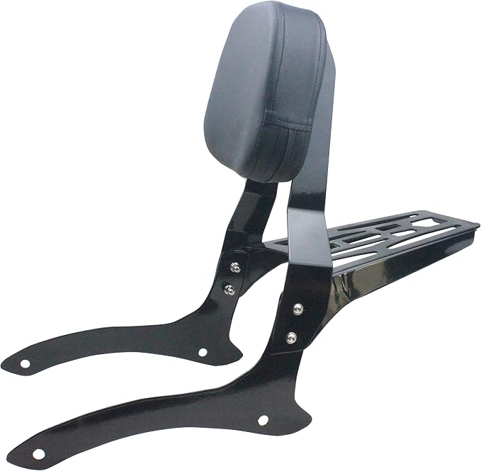 YHMOTO Sissy Bar Backrest + Luggage Rack Combo Fits for 2000-2011 Yamaha V-Star XVS 1100 Classic Dragstar XVS 1100 Classic (Style B-Black)