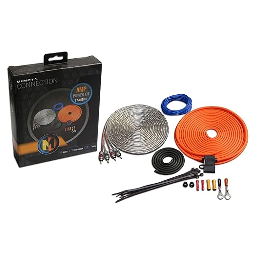 Memphis Audio 10GKIT 10-Gauge Amp Install Kit- ATC Fuse Holder with 30A Fuse, and A Pair of ETP-17 17-Foot RCAs