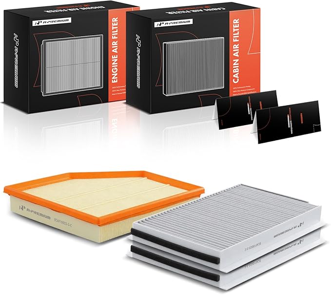 A-Premium Engine & Cabin Air Filter with Activated Carbon Compatible with BMW E60 Series 525i 2004-2007, 525xi/530xi 2006-2007, 528i 2008-2011, 528i xDrive 2009-2010, 528xi 2008, 530i 2005-2007, 545i