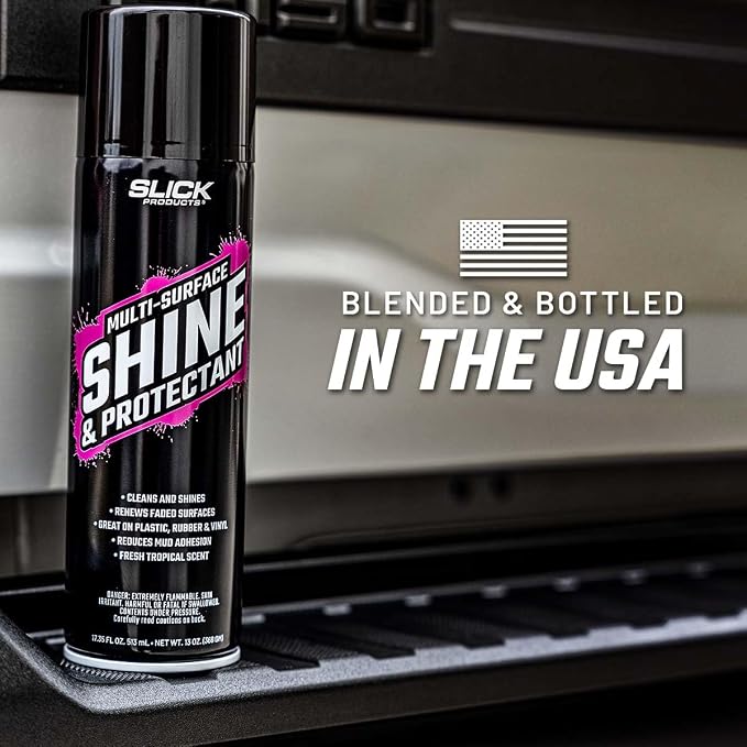 Slick Products Shine & Protectant Spray 17.35 FL OZ. - High Gloss Clear Coating Renew Vinyl, Plastic, Rubber, Trim, Tire, Car, Truck, Motorcycle, Dirt Bike (6-Pack)