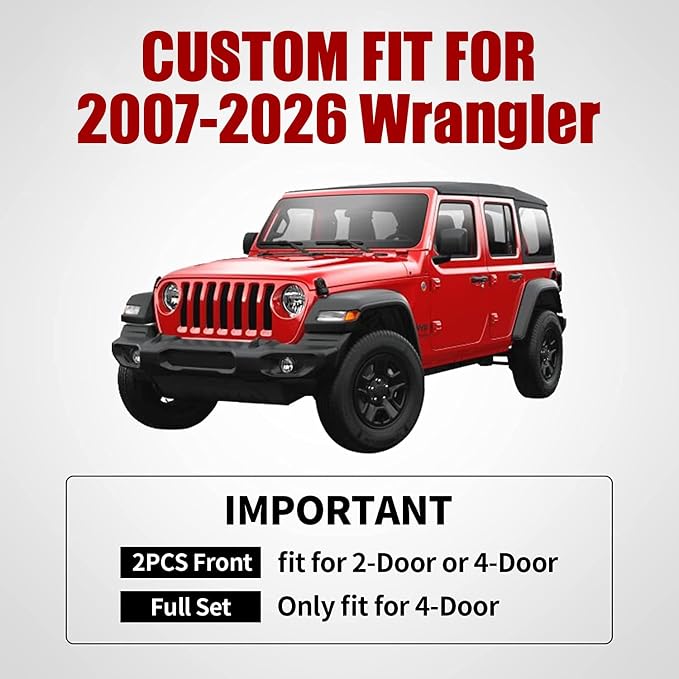 Aierxuan Jeep Wrangler JK JL Front Seat Covers Custom Fit 2/4 Door 2007-2026 Unlimited X Rubicon 392 Sahara Willys Sport High Altitude Truck Pickup Waterproof Leather (2 PCS Front/Black-Blue)