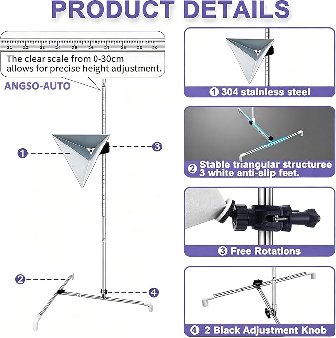 ADAS Calibration Tool Include Stand Marked with 0-30cm Measurement with Large Radar Aiming Corner Reflector Target Tool Compatible with Honda, Toyota, Mazda, Kia, Ford, GM and Hyundai
