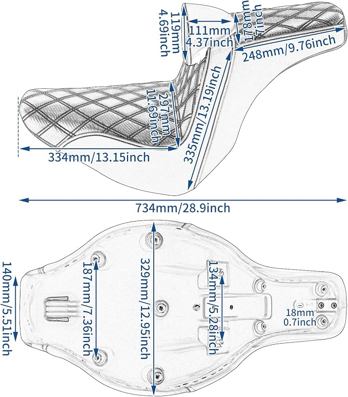 One-Piece Driver Passenger Seat Motorcycle 2-Up Seat With Driver Backrest Cushion Pad Fit for Harley Softail Sport Glide FLSB Low Rider FXLR FXLRS FXLRST 2018-later (Blue Stitching)
