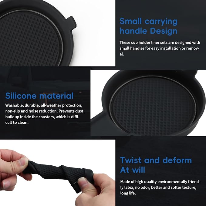 auovo Trims for Ford F150 2015-2023 & F250 F350 F450 2017-2023 (40/20/40 Jump Seat Only) 3D Cup Holder Insert Liners & Front Center Seat Headrest Organizer