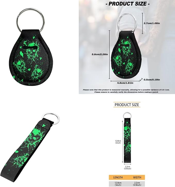 Howilath Green Glowing Skull Front Car Seat Covers Set with Interior Accessories Steering Wheel Cover/Seatbelt Pads/Keychain/Armrest Cushion/Coasters Fit Sedan Truck Van - 10 Packs