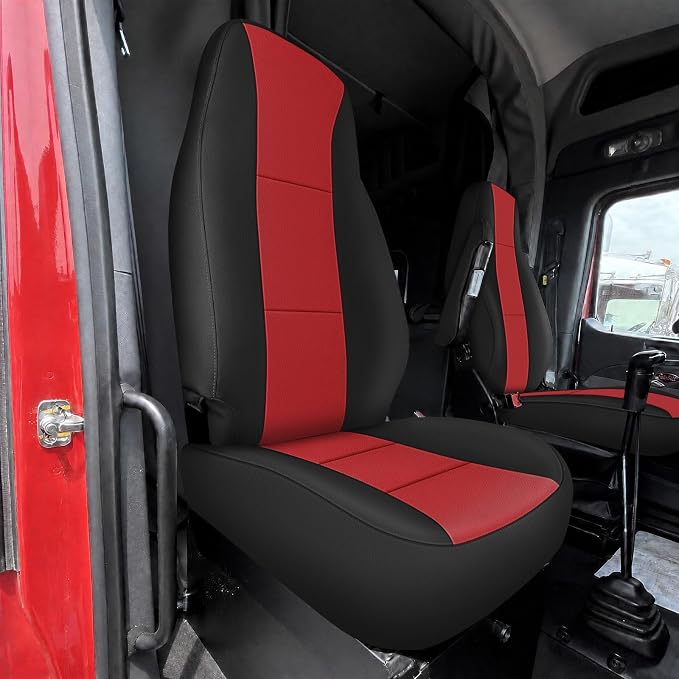 Seat Cover Fits for Peterbilt Model 579, 579EV, 589, 567 | Leather Seat Cover (High Back) with Long Armrest 17in Cover for Semi Truck Driver/Passenger Side