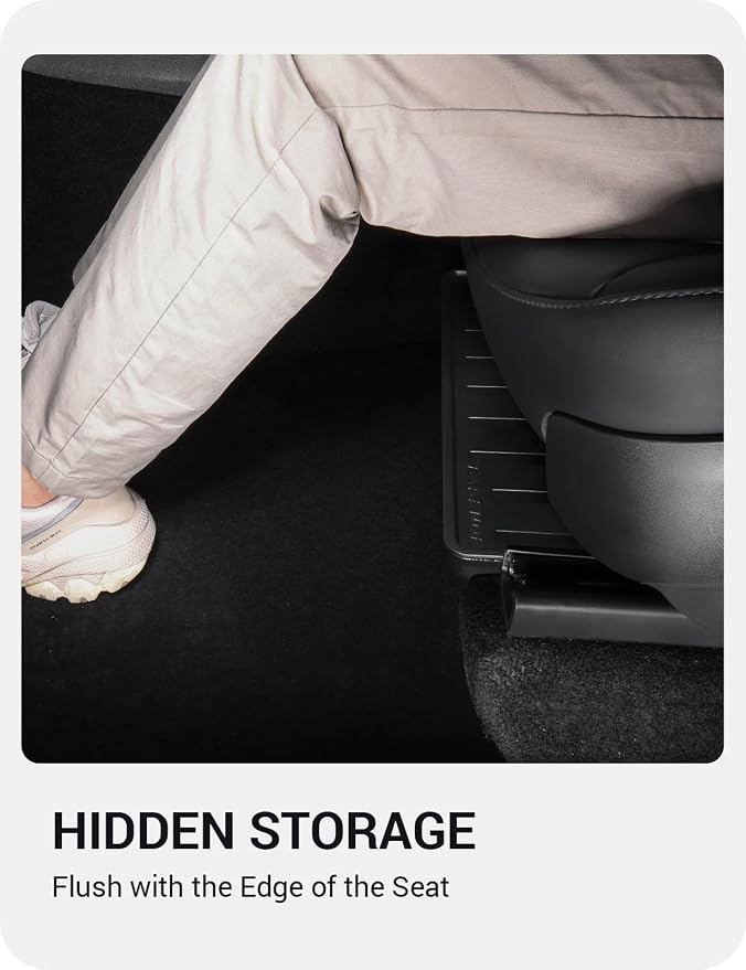 BASENOR 2Pack Tesla Model Y Under Seat Storage Box, Waterproof Hidden Storage Underseat Organizer with Lid Cover Tray for 2020-2024 Model Y Accessories