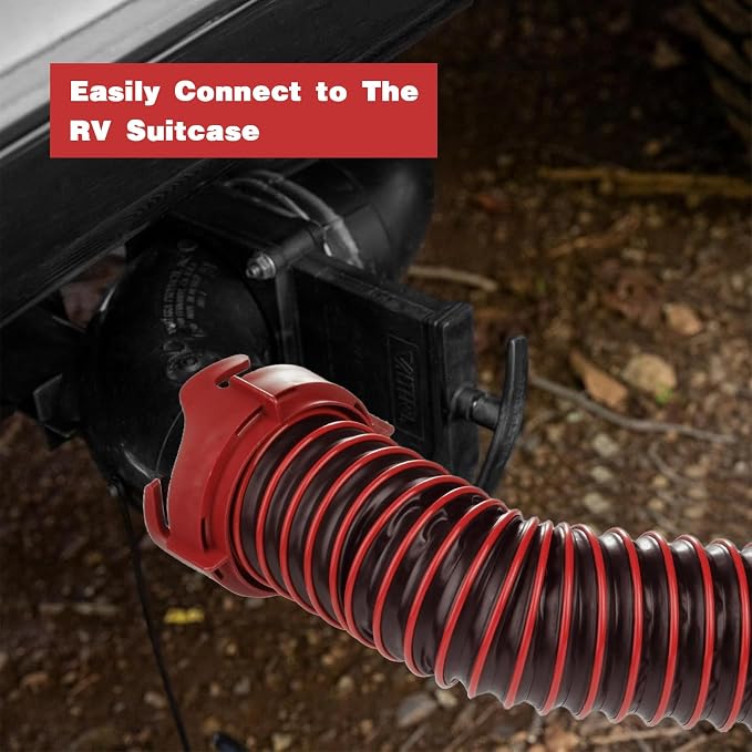 5FT RV Sewer Hose Kit: Heavy Duty Camper Waste Hose with Leak-Proof Swivel Fittings, 90° Clear Elbow, 4-in-1 Adapter, TPE Tech for Crush-Proof and UV-Resistant