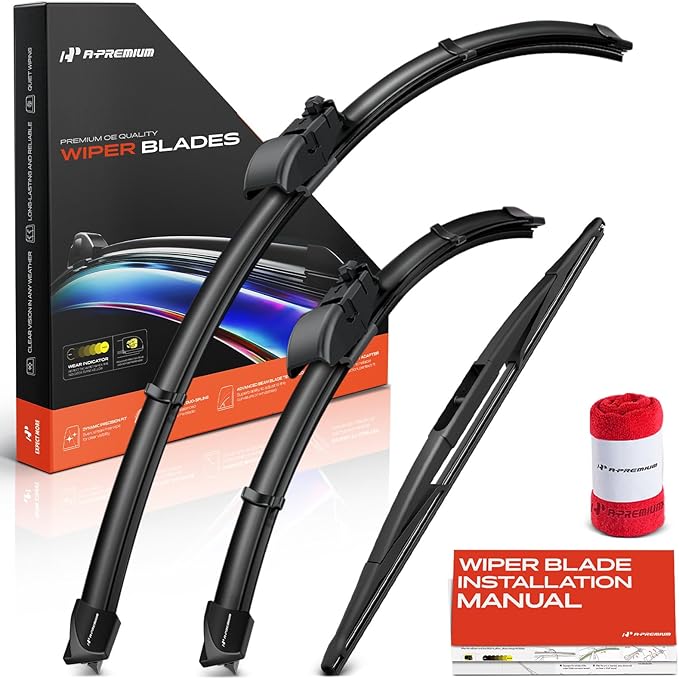 A-Premium 26"+18"+16" Windshield Wiper Blades Compatible with Subaru Outback 2020 2021 2022 2023 2024 - Front Rear Wipers Blade Set, Gen2V5/RL3 Arm, with Wear Indicator & Towel (Pack of 3)