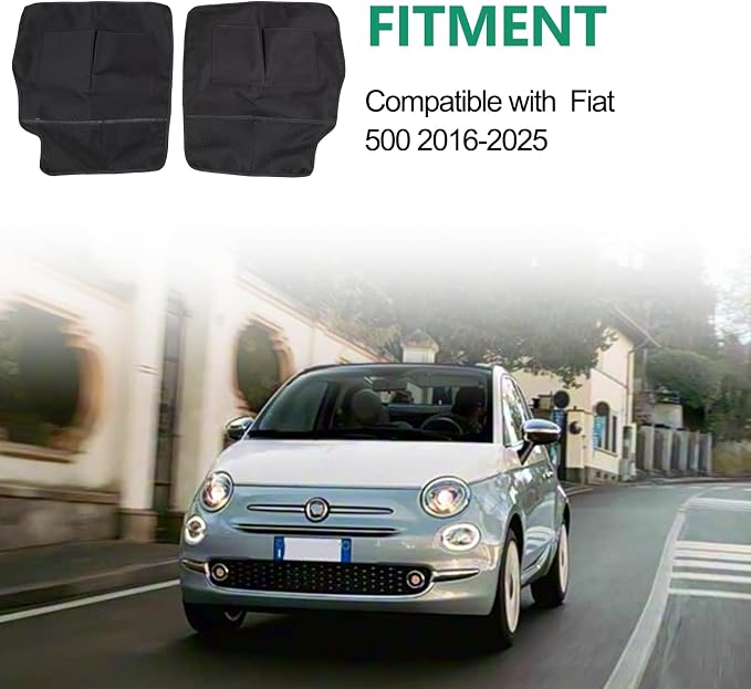 Car Trunk Organizer Compatible with Fiat 500 2016-2024 Accessories Back Seat Anti-Kick Mats Protector Car Backseat Hanging Organizer, Large Pockets, Waterproof, Wear-Resistant