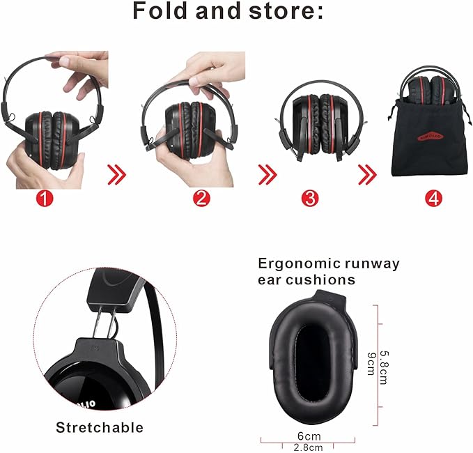 SIMOLIO Infrared Headphones for Car DVD, Not Bluetooth, Universal 2 Channel IR Headphones for Honda Odyssey, uConnect Chrysler Pacifica, Town & Country, GMC Yukon, Wireless Headsets for TV, 3 Pack