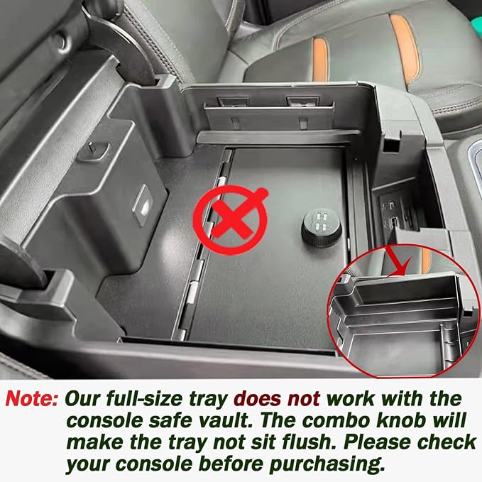 TOPINSTALL Red Center Console Organizer Compatible with 2019-2022 Silverado/Sierra 1500 and 2020-2023 Silverado/Sierra 2500HD 3500HD, Armrest Full-Size Tray (Full Console w/Bucket Seats ONLY)