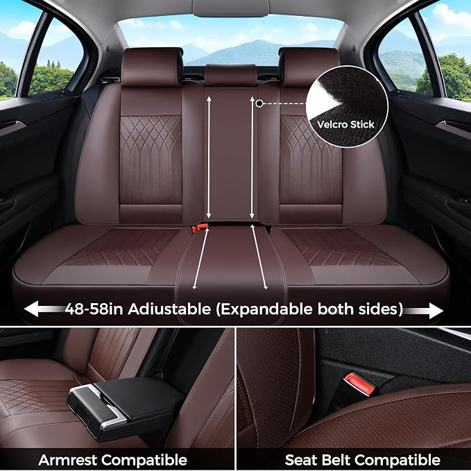FLORICH Front Car Seat Covers, Leather Seat Covers for Cars, Car Seat Protector Waterproof Breathable, Universal Automotive Seat Covers, Front Car Seat Cover Fit for Most Sedans SUV Pick-up Truck