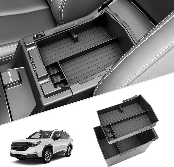 SKTU 2Pack for 2026 Subaru Forester Center Console Organizer for 2026+ Subaru Forester (Sport/Limited/Wilderness/Touring) Console Tray Subaru Forester 2026 Accessories Double Layers with Coin Holder