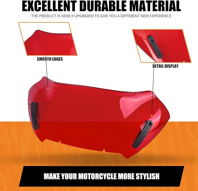 10" Windshield Windscreen Wind Splitter Fit For Harley Road Glide 2023.5-2026 Red