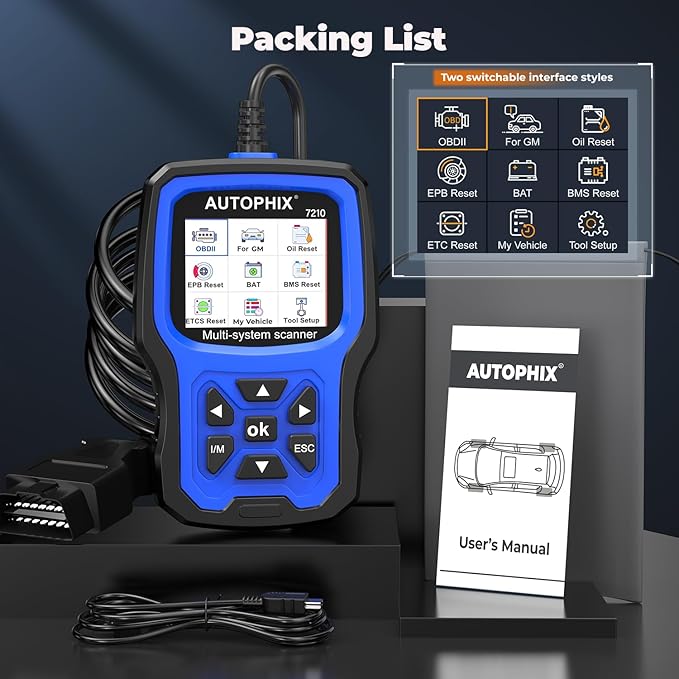 AUTOPHIX 7210P+ Fit for GM Chevy OBD2 Scanner, Full System Diagnostic Tool with All Reset Services for GM/Chevy/Buick/Cadillac, OBD2 Functions Code Reader with EPB/BMS/ETCS/Oil Reset ABS Bleeding