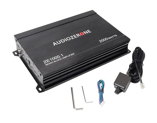 AUDIOZERONE Car Audio Amplifier ZE1000.1 2000W Monoblock Class D MOSFET Subwoofer Audio, 1-4 Ohm Stable, Low Pass Crossover, Mosfet Power Supply, Stereo