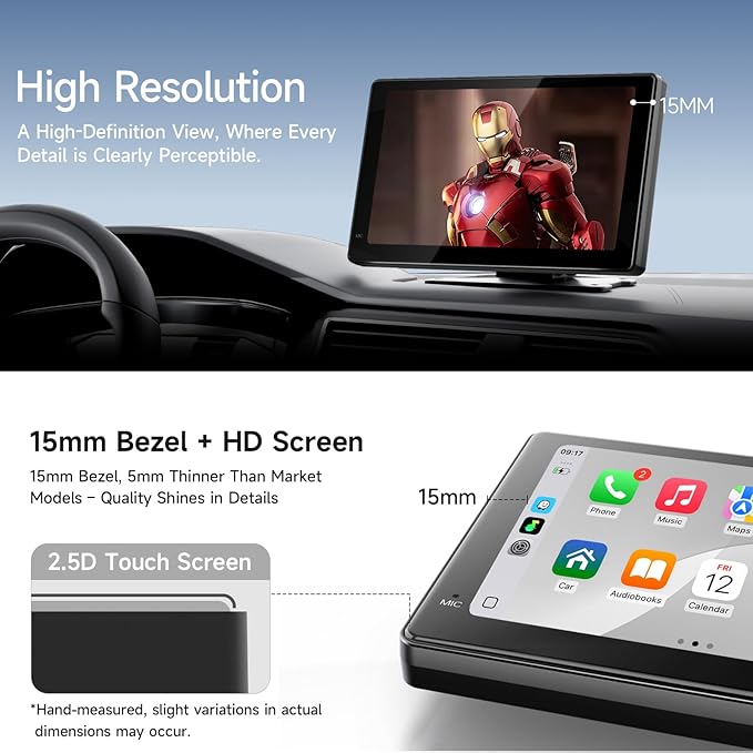 Haudio 7" Portable Car Radio with Wireless Apple CarPlay & Android Auto, Suitable for Almost All Vehicle Types Such as Pickup Trucks, Sedans,Backup Camera|GPS Navigation|Car Accessories