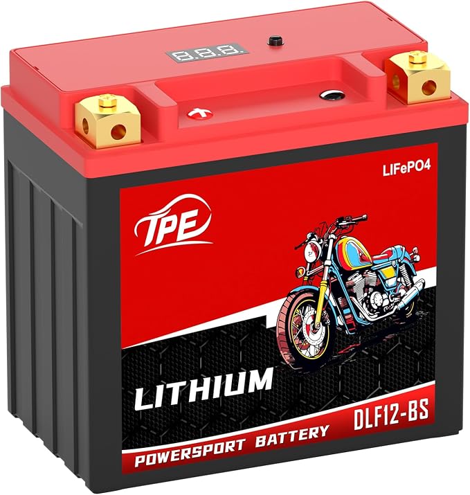 Lithium Motorcycle Battery YTX12-BS 12V, Lightweight LiFePO4 Replacement, High Starting Power, Maintenance-Free Powersports Battery