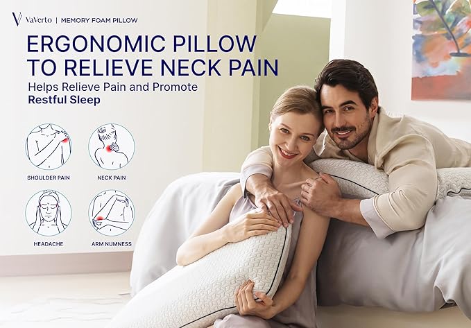 Cooling Gel Memory Foam Pillow - 1-Pack - Standard Size Bed Pillows For Sleeping - Medium-Firm - Back, Stomach and Side Sleeper Pillow - Shoulder & Back Pain Relief - Washable , Bamboo Viscose Cover